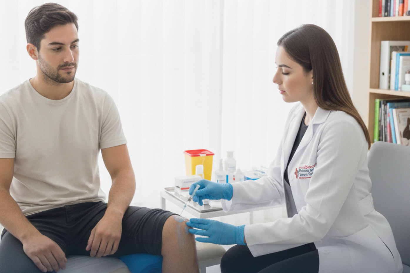 Artrocentesis de rodilla (imagen referencial)