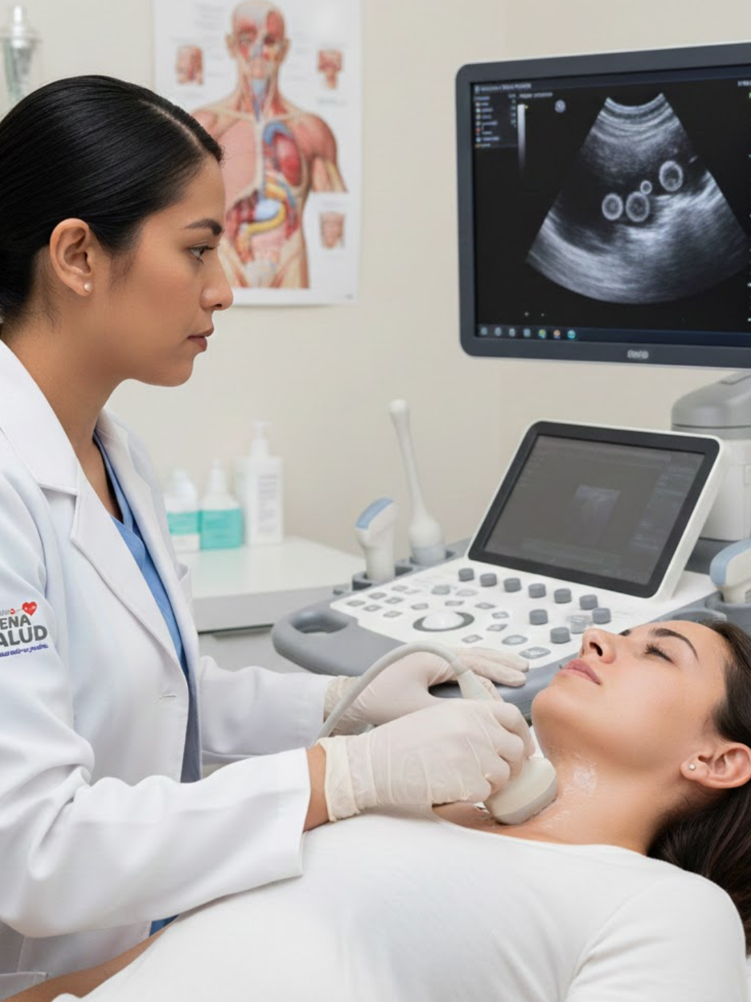Ecografía de tiroides (imagen referencial)