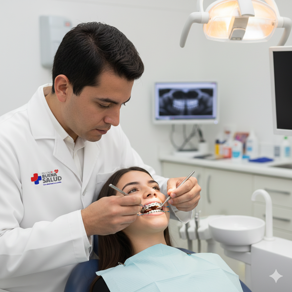 Colocación de brackets metálicos (imagen referencial)